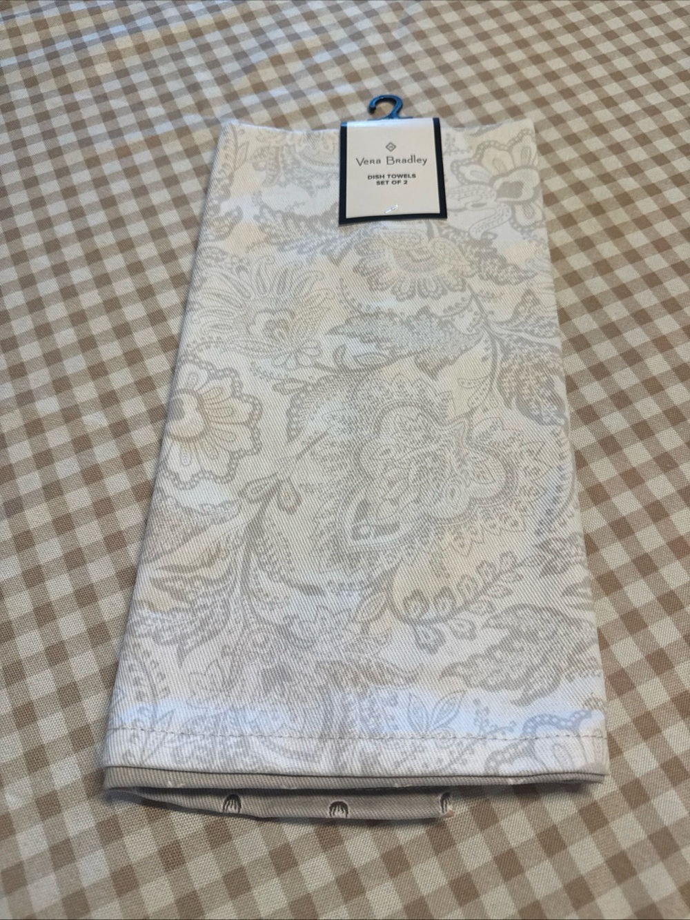 Vera Bradley Cream and Light Gray Paisley Dish Towels - Set of 2